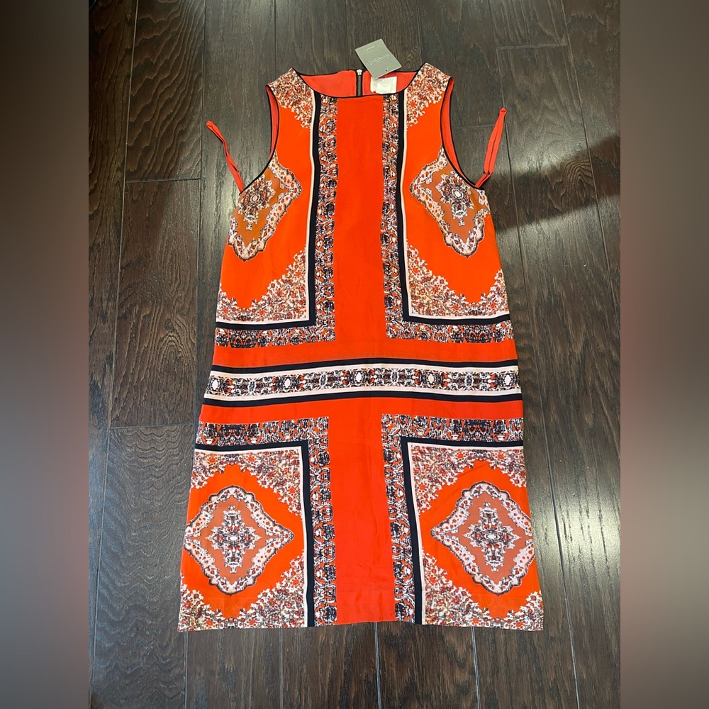 MAEVE Women Size 2 100% Silk Boho Orange Sleeveless Dress NEW